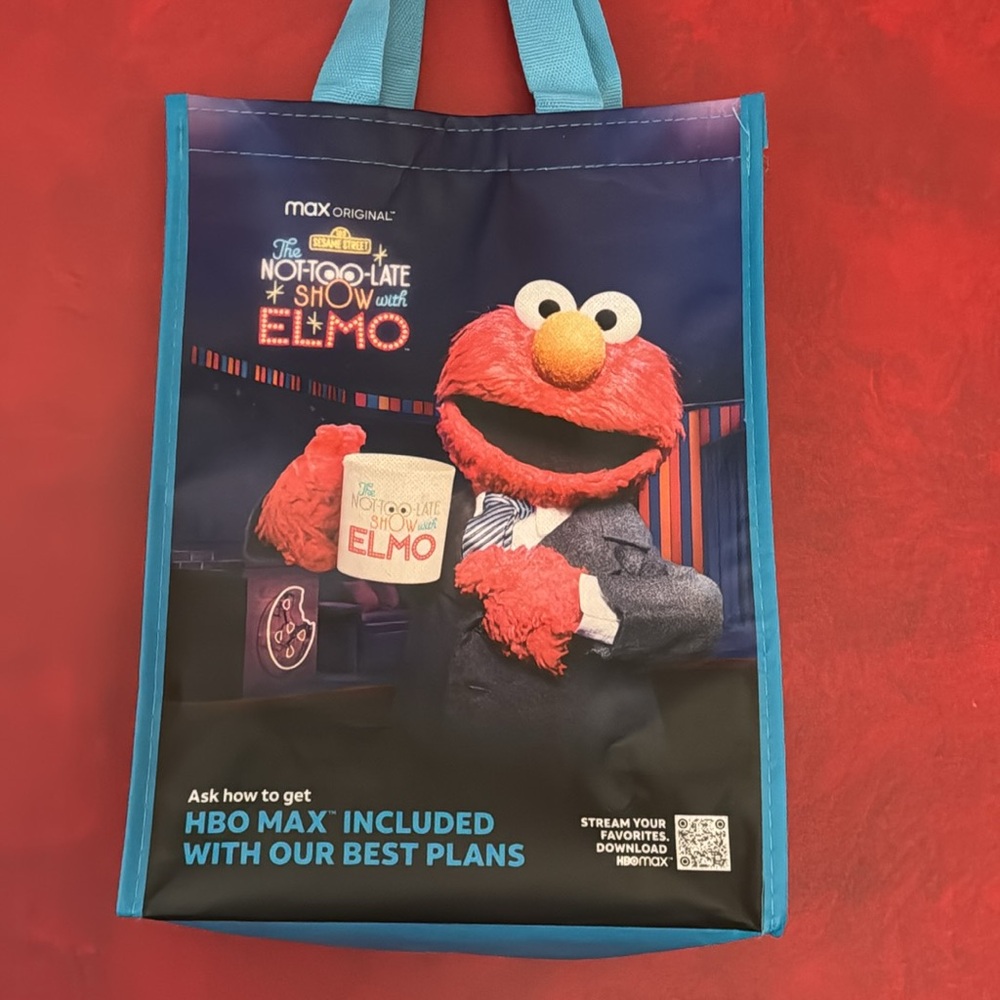 PRICE 💧Elmo Tote Bag 14 x 10 x 4 Handle Carry All Not Too Late Show Collectible